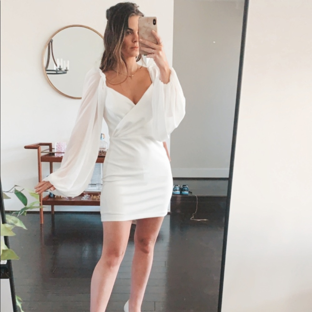 BHLDN White puff sleeve dress